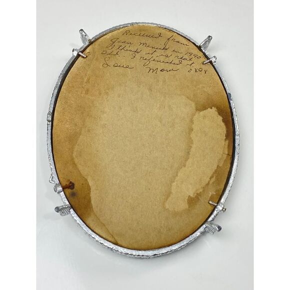 Vtg Sam Fink Vanity Tray Mirror Silver Tone Oval Cherubs Flowers Harp Feet CO126 - Picture 8 of 10